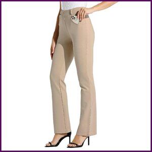 Stretch Yoga Dress Pants Bootcut Work Slacks 4 Pockets Professional Office